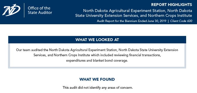 2019 ND Ag Experiment Stations, NDSU Ext Service and Northern Crops Institute - Highlights Page