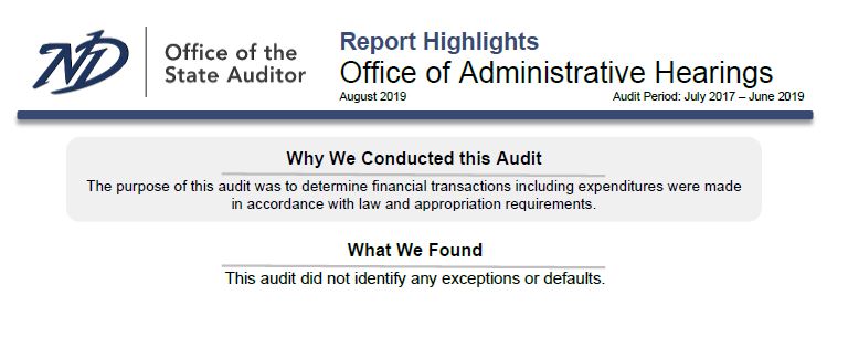 2019 Administrative Hearing Reports Highlights 