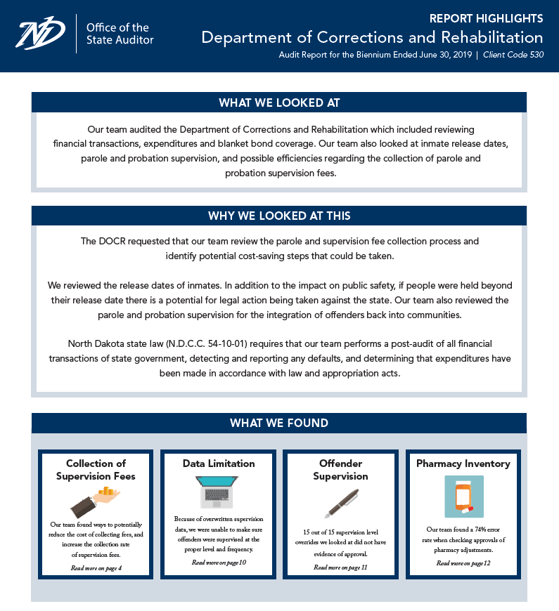 2019 Highlight Report- Department of Corrections