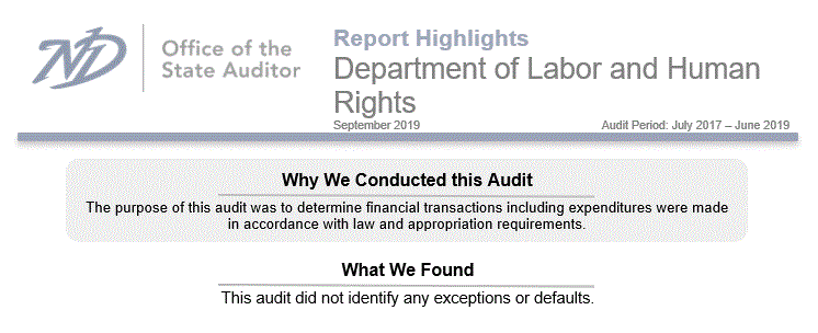 2019 Labor, Dept. of Reports Highlights 
