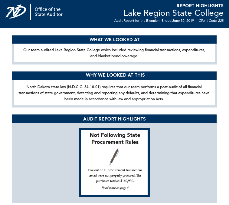 2019 Report Highlight Lake Region State College