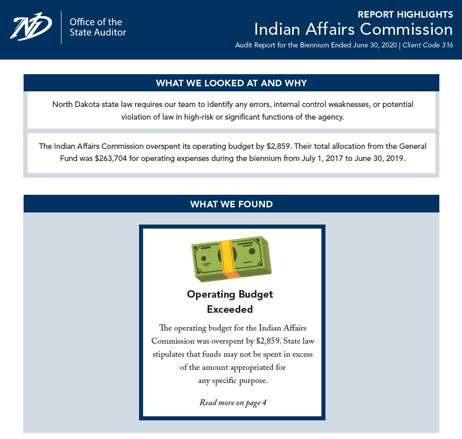 2020 Indian Affairs Commission Report Highlights