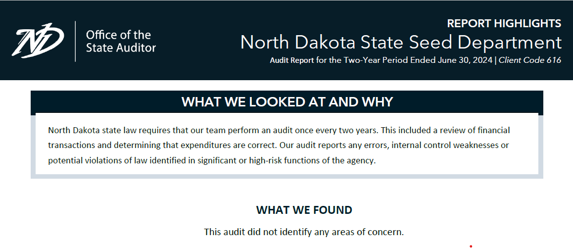 2024 ND State Seed Dept Highlights