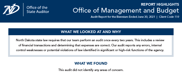 2021 Office of Management and Budget Report Highlights