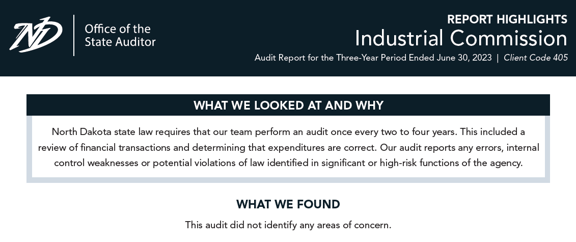 2023 Industrial Commission Report Highlights