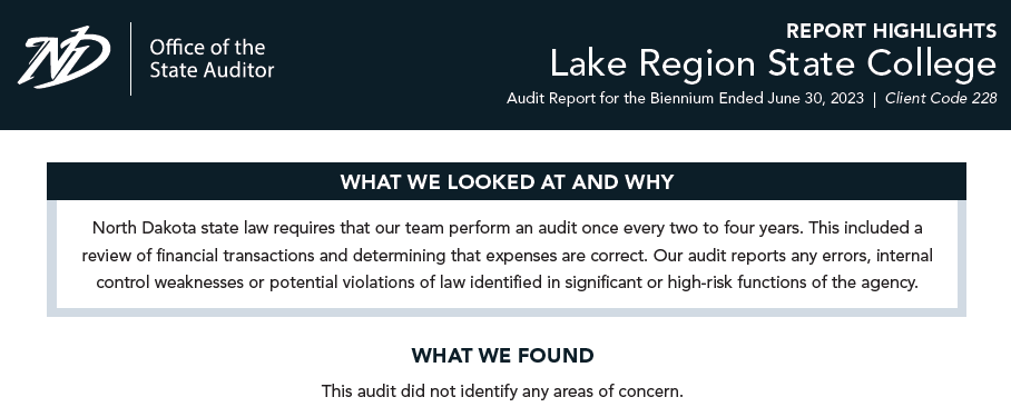 2023 Lake Region State College Report Highlights