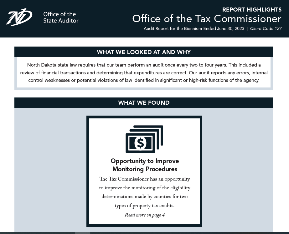 2023 Tax Commissioner Report Highlight