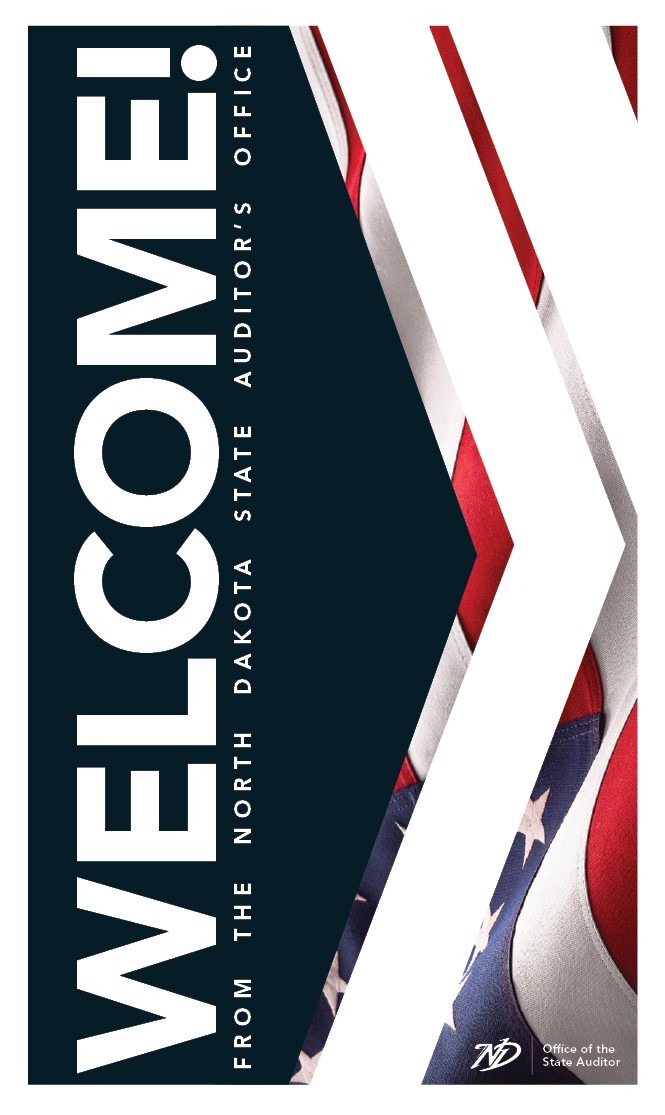 Welcome brochure from the North Dakota State Auditor's Office. 