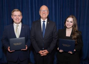 2026 USSYP Delegates Bridger Rivinius and Alexis Thompson pose with ND Senator Cramer
