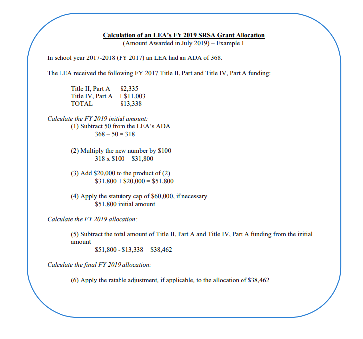 SRSA Formula Example