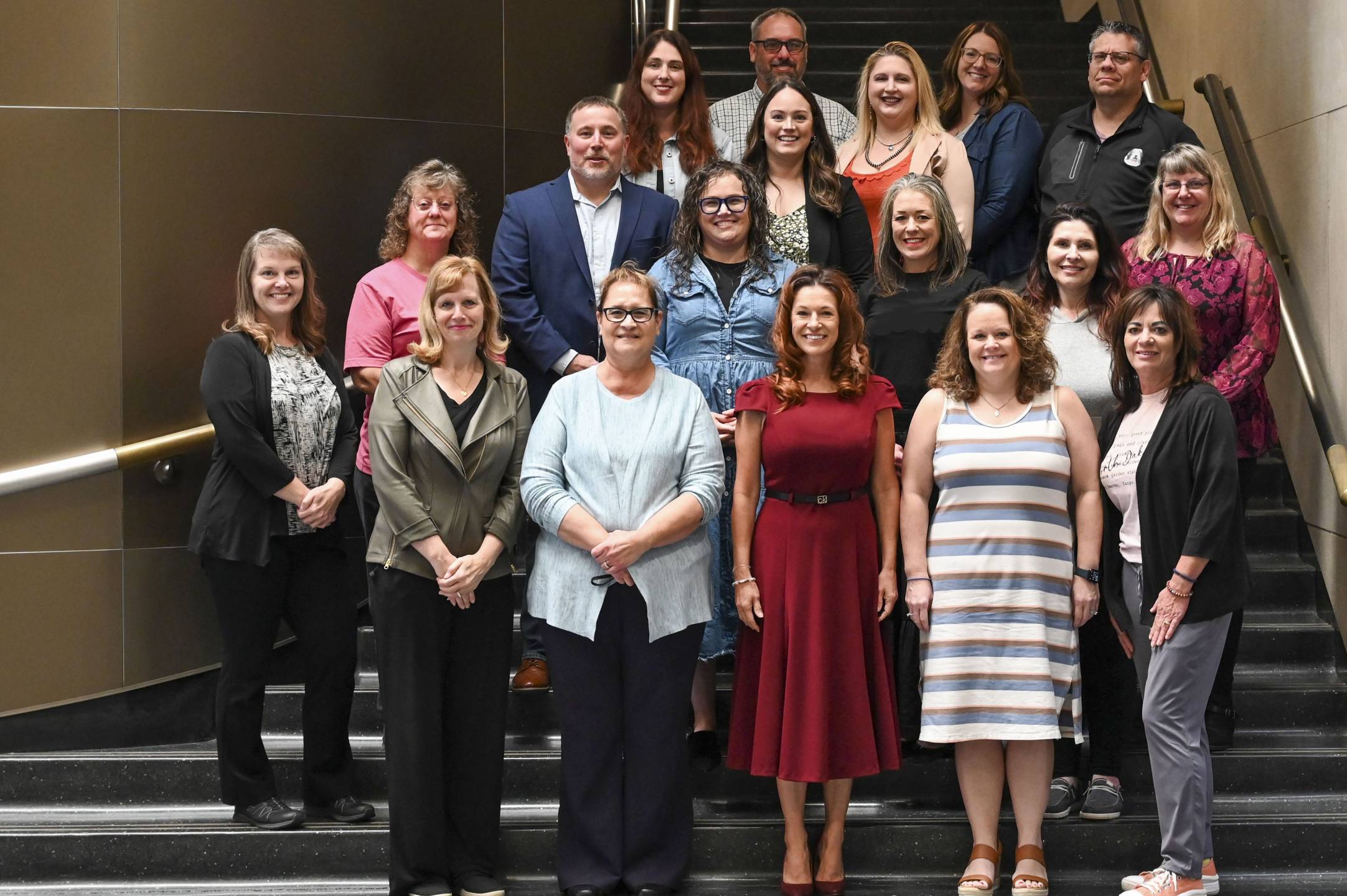 Family Engagement Cabinet members pose for a group photo on October 21, 2024, in the North Dakota State Capitol building.