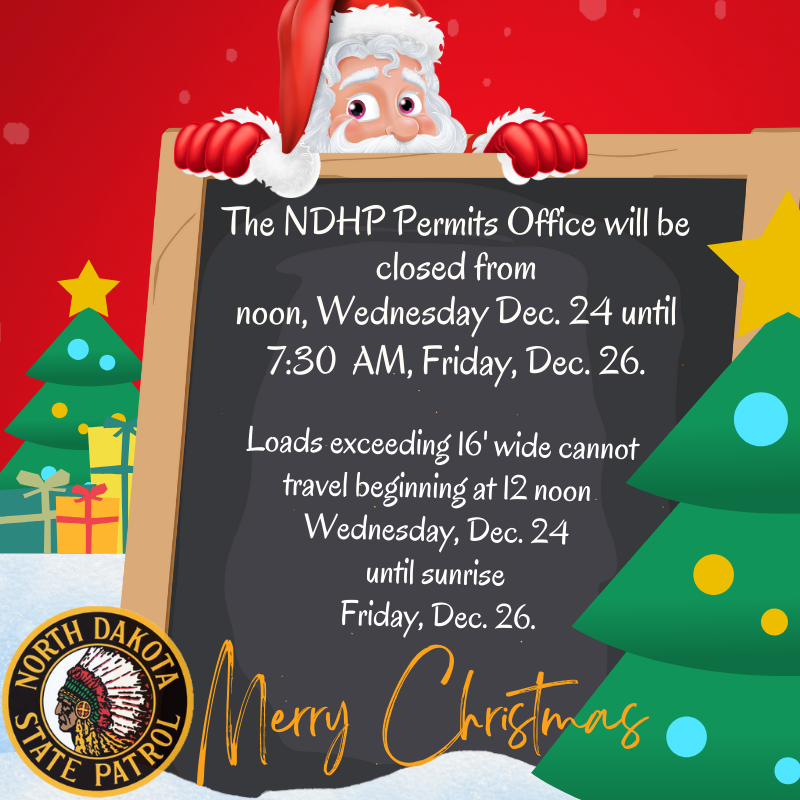 Permits office closed from noon Dec 24 until 7:30 Am December 26