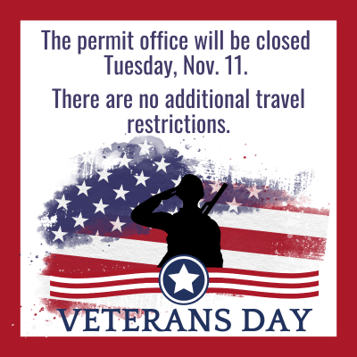 Permit office closed Veterans Day November 11