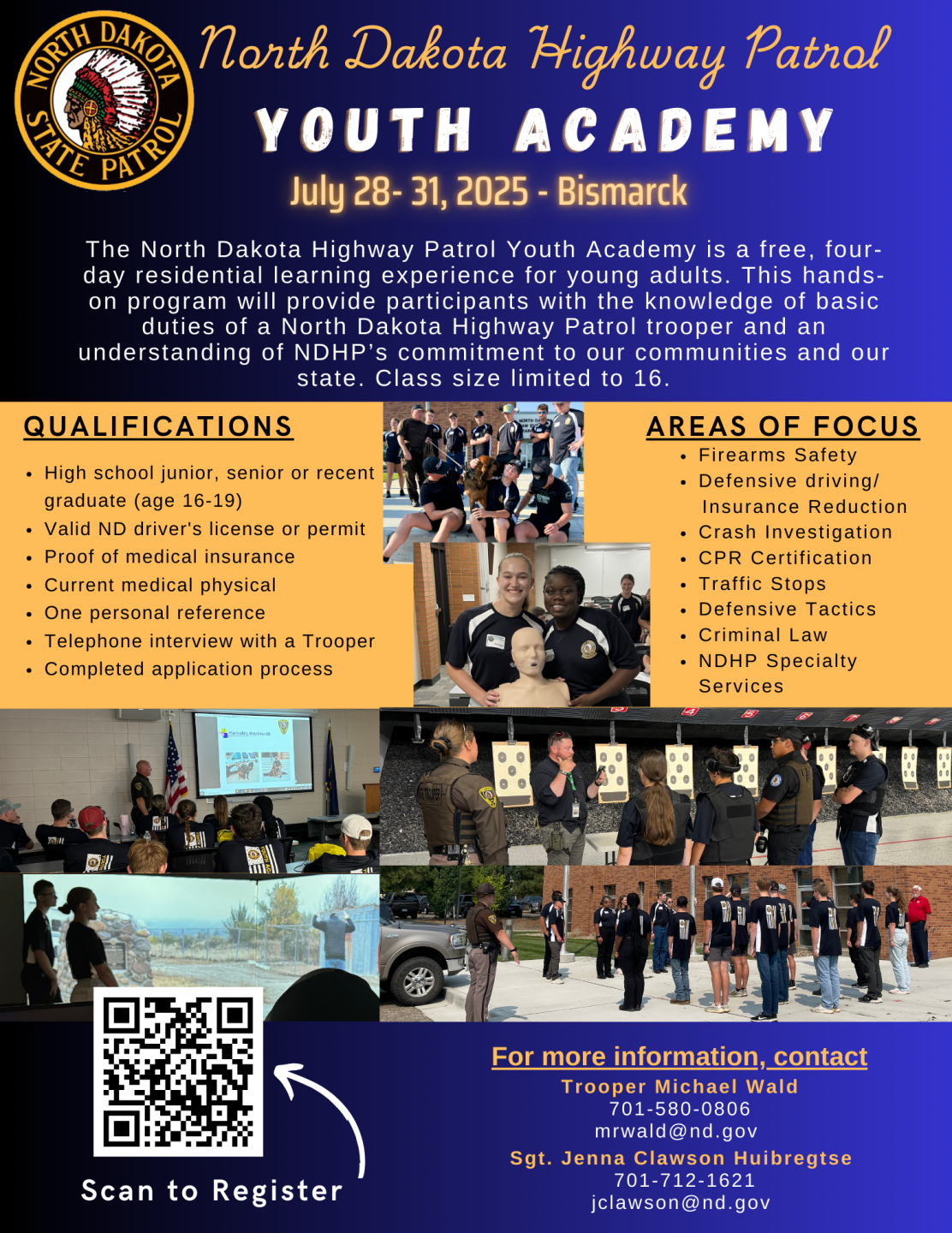 2025 Youth Academy July 28-31 in Bismarck