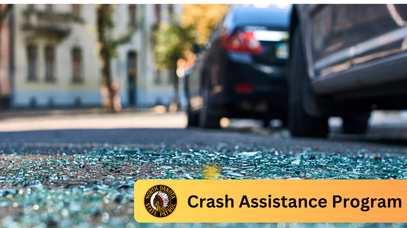 Crash scene with broken glass